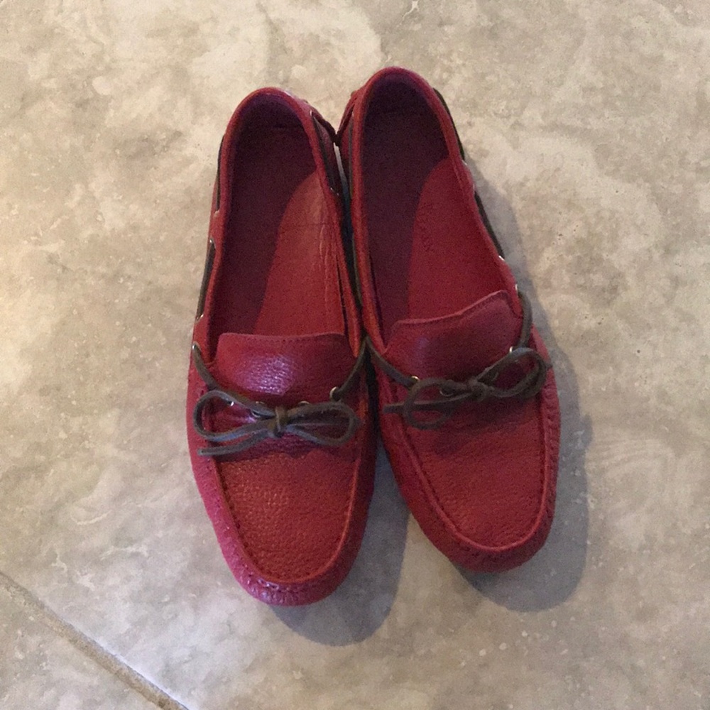 Red Cole Haan driving loafers